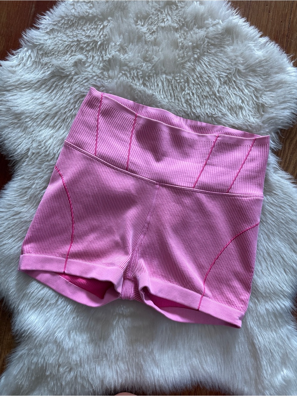 Aeropostale Pink Ribbed High-Waist Athletic Shorts